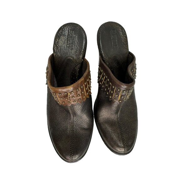 Born Women's Brown Leather Studded Clog Mule Size 8 Metallic Slip On Shoes Boho - Picture 3 of 10